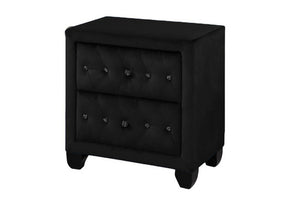 English Elm HAZEL Queen 5PC Velvet Bedroom Set Black Tufted Headboard w/ Speakers, USB Ports & Extra Storage B009S00806