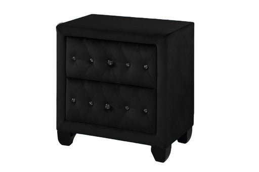 English Elm HAZEL King Tufted 5PC Velvet Bedroom Set with USB Ports, Speakers, Solid Wood, Storage, Black B009S02080
