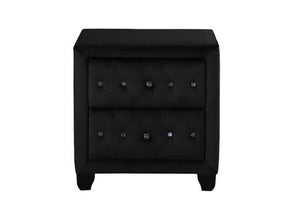 English Elm HAZEL King Tufted 5PC Velvet Bedroom Set with USB Ports, Speakers, Solid Wood, Storage, Black B009S02080