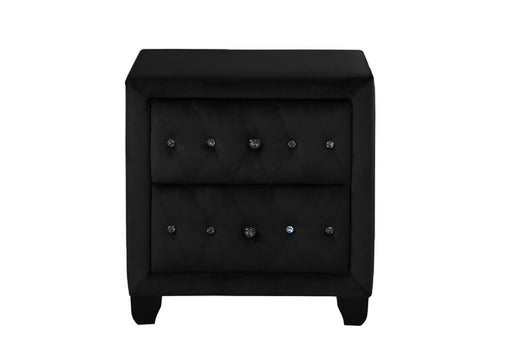 English Elm HAZEL King Tufted 5PC Velvet Bedroom Set with USB Ports, Speakers, Solid Wood, Storage, Black B009S02080