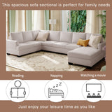 English Elm Ustyle Modern Large Upholstered U-Shape Sectional Sofa, Extra Wide Chaise Lounge Couch, Beige