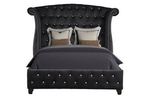 English Elm SOPHIA Crystal Tufted Full Bed in Black Wood Finish — Glamorous, Storage-Friendly Bedroom Set Options 698781171868