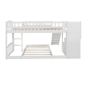 English Elm Stairway Twin Bunk Bed with Slide Storage Drawers and Guardrail Kids Bedroom LT100156AAK-1