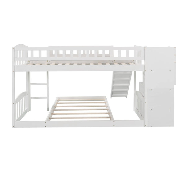 English Elm Stairway Twin Bunk Bed with Slide Storage Drawers and Guardrail Kids Bedroom LT100156AAK-1