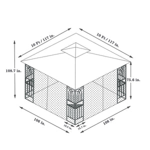 English Elm Same 10x10 Outdoor Gazebo Steel Frame Double Roof Mesh Screens Backyard Patio Shelter W41940786