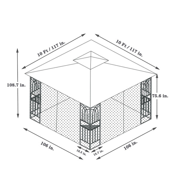 English Elm Same 10x10 Outdoor Gazebo Steel Frame Double Roof Mesh Screens Backyard Patio Shelter W41940786