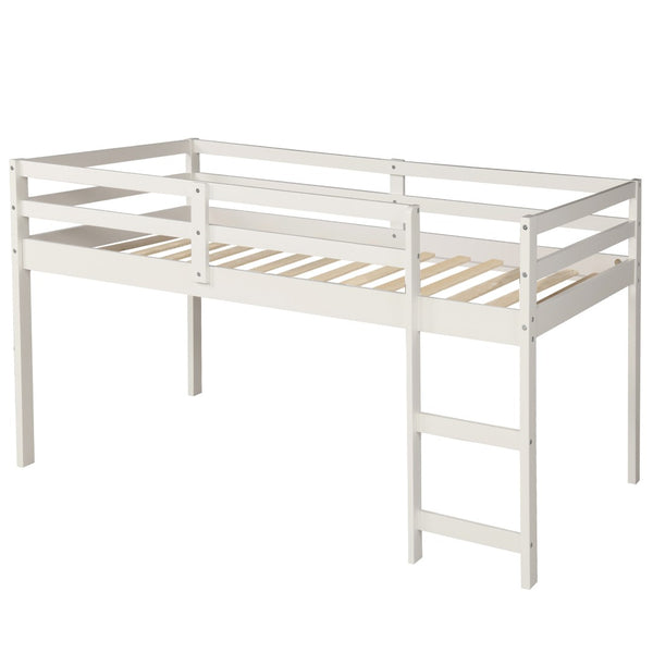 English Elm Low Twin Loft Bed with Rolling Desk Underbed Storage Cabinet Kids Study Space LT000113AAK-1