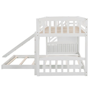 English Elm Stairway Twin Bunk Bed with Slide Storage Drawers and Guardrail Kids Bedroom LT100156AAK-1
