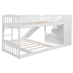 English Elm Stairway Twin Bunk Bed with Slide Storage Drawers and Guardrail Kids Bedroom LT100156AAK-1