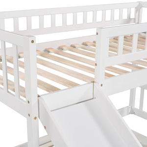 English Elm Stairway Twin Bunk Bed with Slide Storage Drawers and Guardrail Kids Bedroom LT100156AAK-1