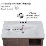 English Elm [Video] 30" Bathroom Vanity With Sink, Bathroom Storage Cabinet With Doors and Drawers, Solid Wood Frame, Ceramic Sink, Brown (Old Sku: Jl000002Aad)