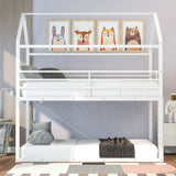 Hearth and Haven Stetsonia Twin over Twin House Bunk Bed with Built-in Ladder, White WF286772AAK