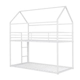 Hearth and Haven Stetsonia Twin over Twin House Bunk Bed with Built-in Ladder, White WF286772AAK