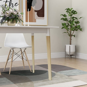 English Elm Modern Rectangular Dining Table with Solid Pine Legs Seats Four in White Mdf W112040061