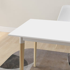 English Elm Modern Rectangular Dining Table with Solid Pine Legs Seats Four in White Mdf W112040061