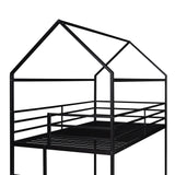 Hearth and Haven Stetsonia Twin over Twin House Bunk Bed with Built-in Ladder, Black WF286772AAB