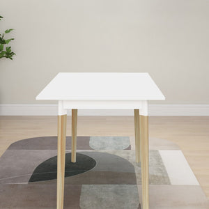 English Elm Modern Rectangular Dining Table with Solid Pine Legs Seats Four in White Mdf W112040061