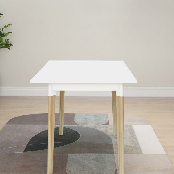 English Elm Modern Rectangular Dining Table with Solid Pine Legs Seats Four in White Mdf W112040061
