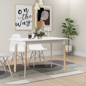 English Elm Modern Rectangular Dining Table with Solid Pine Legs Seats Four in White Mdf W112040061