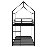 Hearth and Haven Stetsonia Twin over Twin House Bunk Bed with Built-in Ladder, Black WF286772AAB