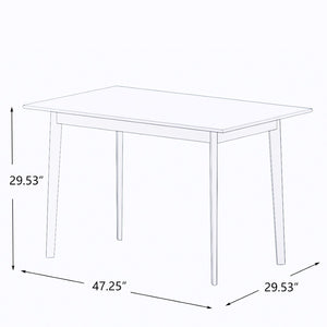 English Elm Modern Rectangular Dining Table with Solid Pine Legs Seats Four in White Mdf W112040061