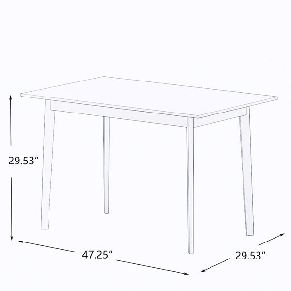 English Elm Modern Rectangular Dining Table with Solid Pine Legs Seats Four in White Mdf W112040061