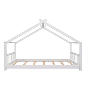 English Elm Twin Size Playhouse Bed Solid Pine Frame Kids House Roof Slat Support Included White N708P182786K