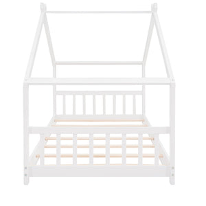 English Elm Twin Size Playhouse Bed Solid Pine Frame Kids House Roof Slat Support Included White N708P182785K