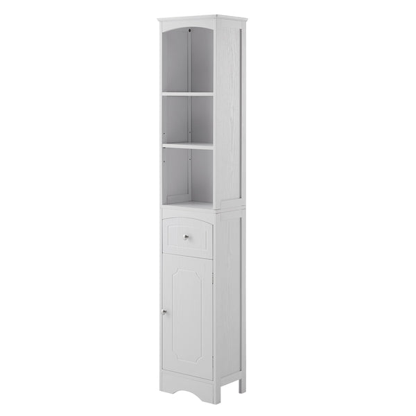 English Elm Tall Modern Freestanding Bathroom Storage Cabinet with Drawer and Adjustable Shelf, 37.4" H, MDF White WF289423AAK