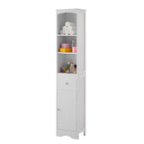 English Elm Tall Bathroom Cabinet, Freestanding Storage Cabinet With Drawer, Mdf Board, Adjustable Shelf, White