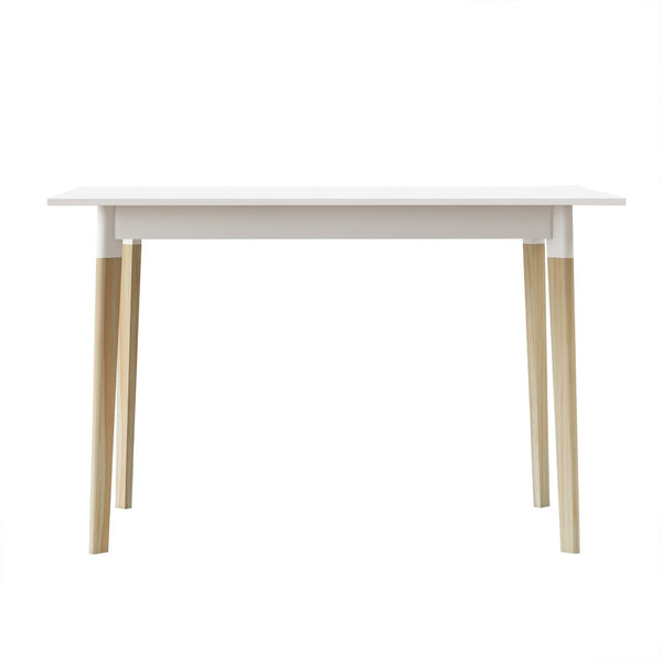 English Elm Modern Rectangular Dining Table with Solid Pine Legs Seats Four in White Mdf W112040061