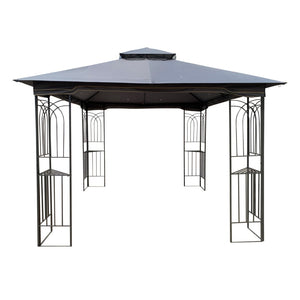 English Elm 10x10 Outdoor Gazebo with Vented Dual Roof Mesh Screens Steel Frame Patio Shelter W41940785