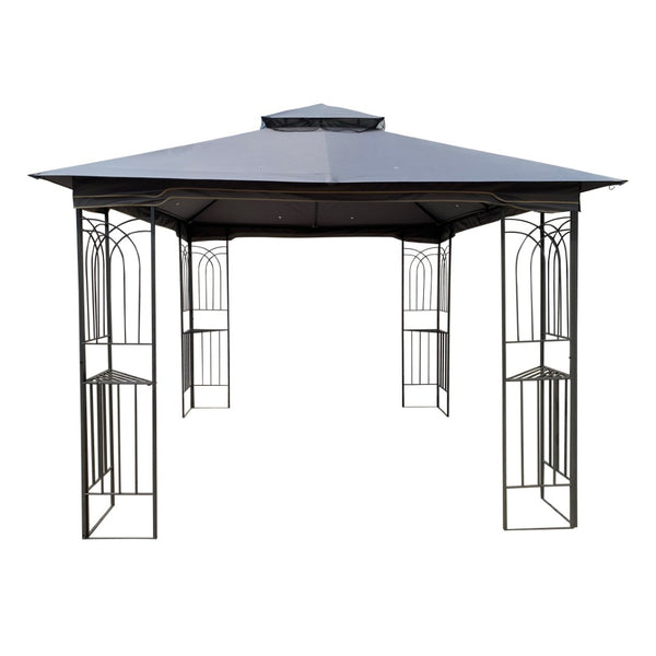 English Elm 10x10 Outdoor Gazebo with Vented Dual Roof Mesh Screens Steel Frame Patio Shelter W41940785
