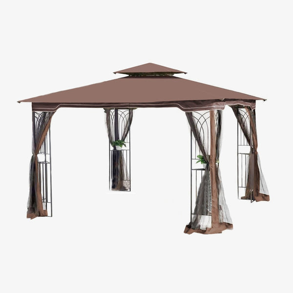 English Elm Same 10x10 Outdoor Gazebo Steel Frame Double Roof Mesh Screens Backyard Patio Shelter W41940786
