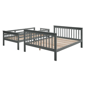 English Elm Stairway Twin Over Full Bunk Bed with Built in Stair Storage for Kids Bedroom Gray LT000019AAE
