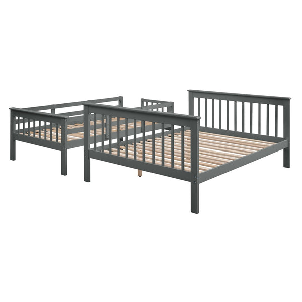 English Elm Stairway Twin Over Full Bunk Bed with Built in Stair Storage for Kids Bedroom Gray LT000019AAE