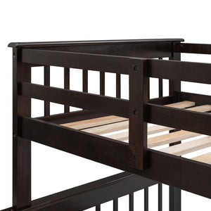 English Elm Stairway Twin Over Full Bunk Bed with Built in Stair Storage for Kids Bedroom Espresso LT000019AAP