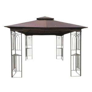 English Elm Same 10x10 Outdoor Gazebo with Vented Dual Roof Mesh Walls Steel Frame Patio W419P461620