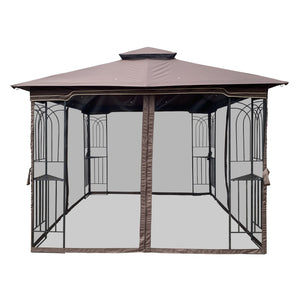 English Elm Same 10x10 Outdoor Gazebo with Vented Dual Roof Mesh Walls Steel Frame Patio W419P461620