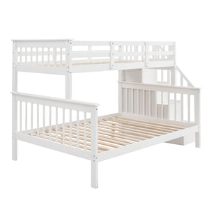 English Elm Stairway Twin Over Full Bunk Bed with Built in Stair Storage for Kids Bedroom White LT000019AAK-1