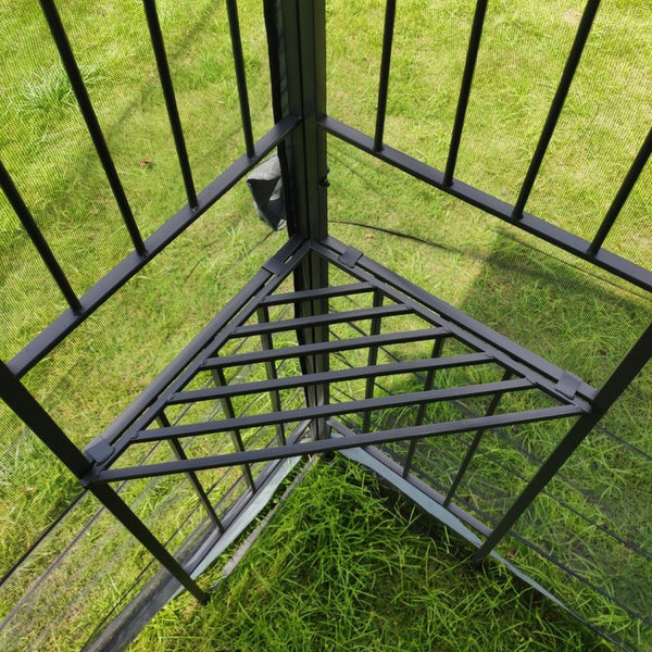 English Elm 10x10 Outdoor Gazebo with Vented Dual Roof Mesh Screens Steel Frame Patio Shelter W41940785