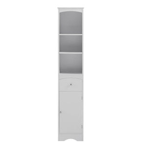 English Elm Tall Modern Freestanding Bathroom Storage Cabinet with Drawer and Adjustable Shelf, 37.4" H, MDF White WF289423AAK