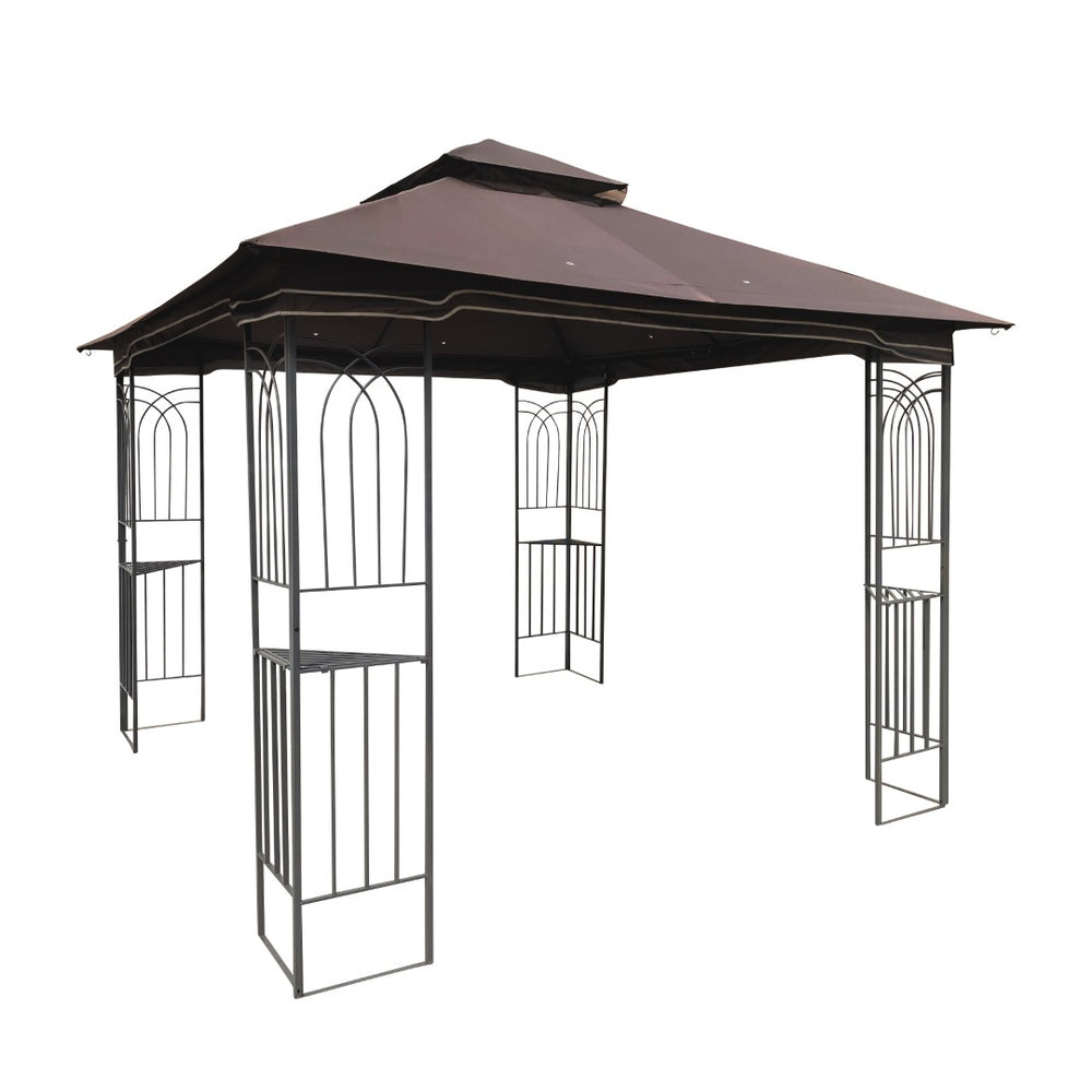 English Elm Same 10x10 Outdoor Gazebo with Vented Dual Roof Mesh Walls Steel Frame Patio W419P461620