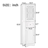 English Elm Tall Bathroom Cabinet, Freestanding Storage Cabinet With Drawer and Doors, Mdf Board, Acrylic Door, Adjustable Shelf, White