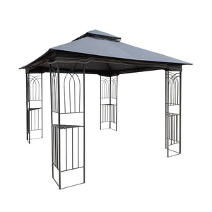 English Elm 10x10 Outdoor Gazebo with Vented Dual Roof Mesh Screens Steel Frame Patio Shelter W41940785
