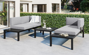 English Elm Topmax Outdoor Aluminum Patio Sectional Set with Integrated End Tables and Coffee Table WF285249AAE