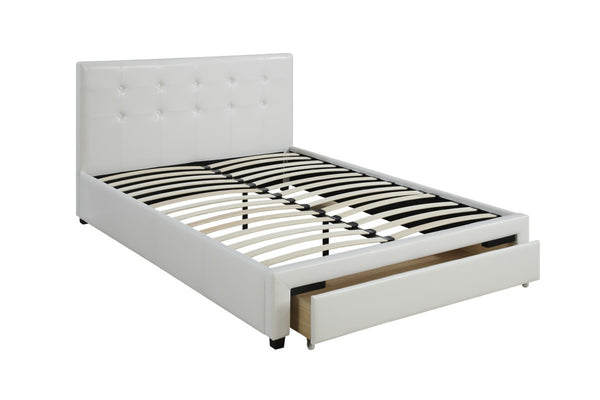 English Elm Bedroom Queen Storage Bed Faux Leather Tufted Headboard with Under Frame Drawers White HS00F9314Q-ID-AHD