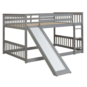 English Elm Twin Low Loft Bed with Pull Out Desk Drawers Cabinet and Shelves for Kids W697S00026