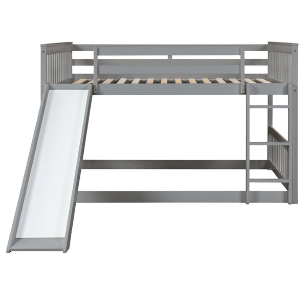 English Elm Twin Low Loft Bed with Pull Out Desk Drawers Cabinet and Shelves for Kids W697S00026
