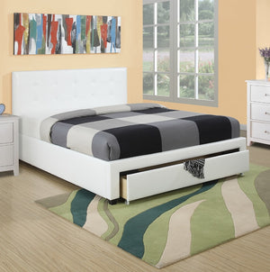 English Elm Bedroom Queen Storage Bed Faux Leather Tufted Headboard with Under Frame Drawers White HS00F9314Q-ID-AHD